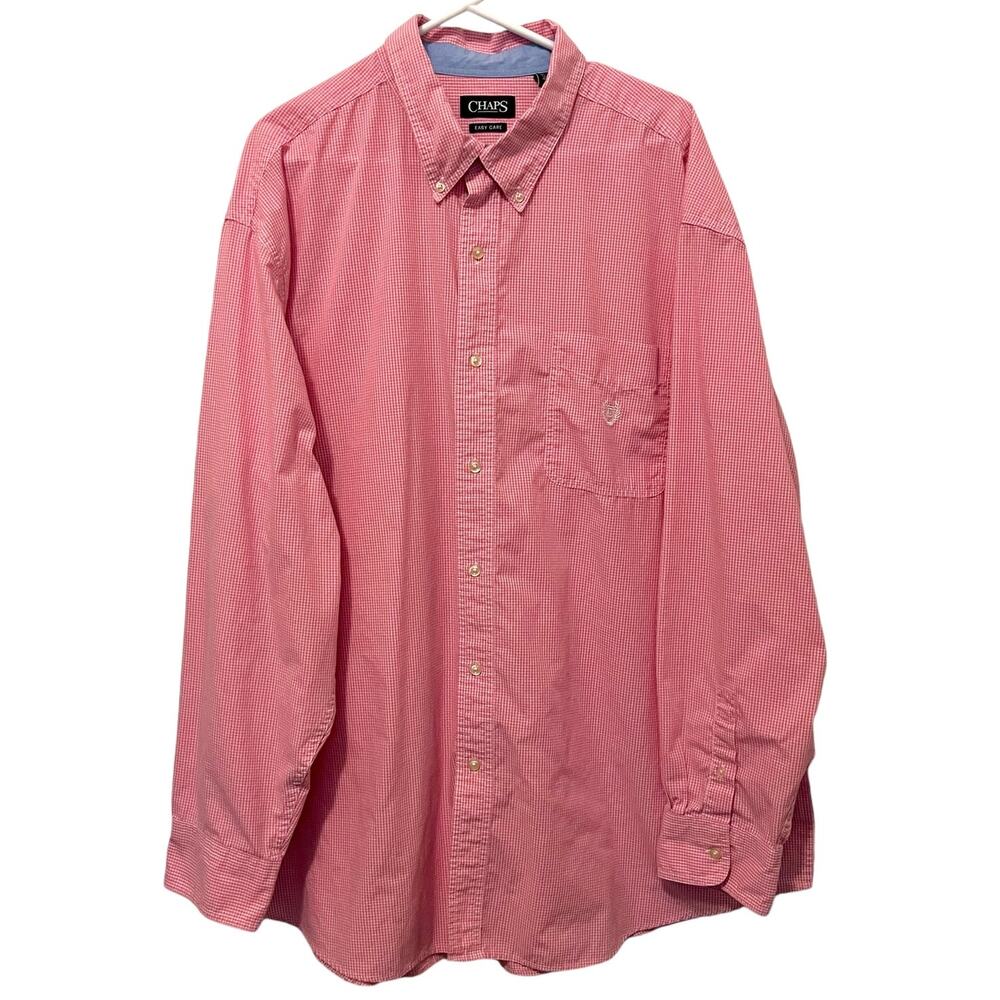 Chaps Button Down Shirt Pink Gingham Check Mens 3XB